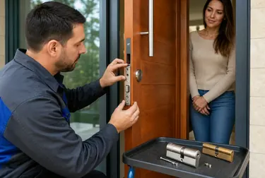 Chaveiro realizando a troca de uma fechadura em São Caetano do Sul.